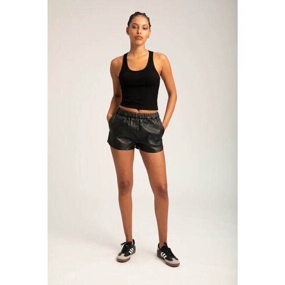 SPRWMN slip shorts black leather womens small - Picture 1 of 11